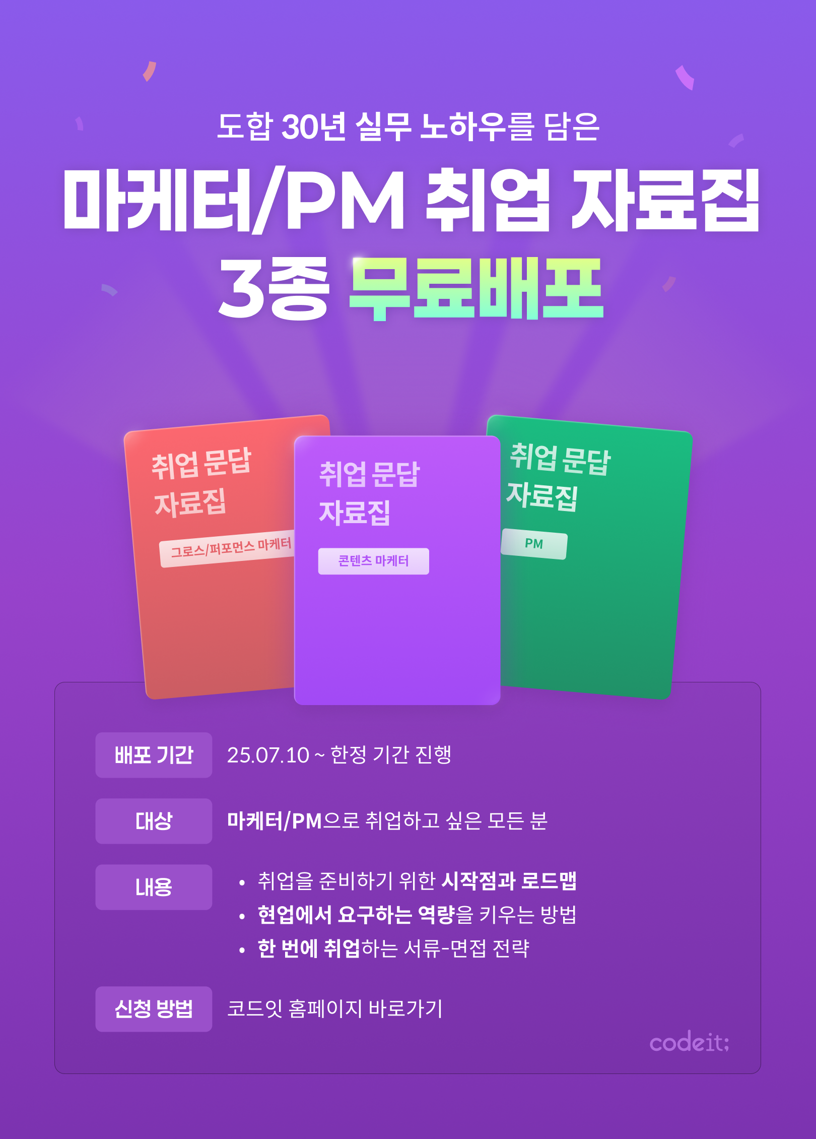[코드잇] 마케터/PM 취업 문답 자료집 무료배포