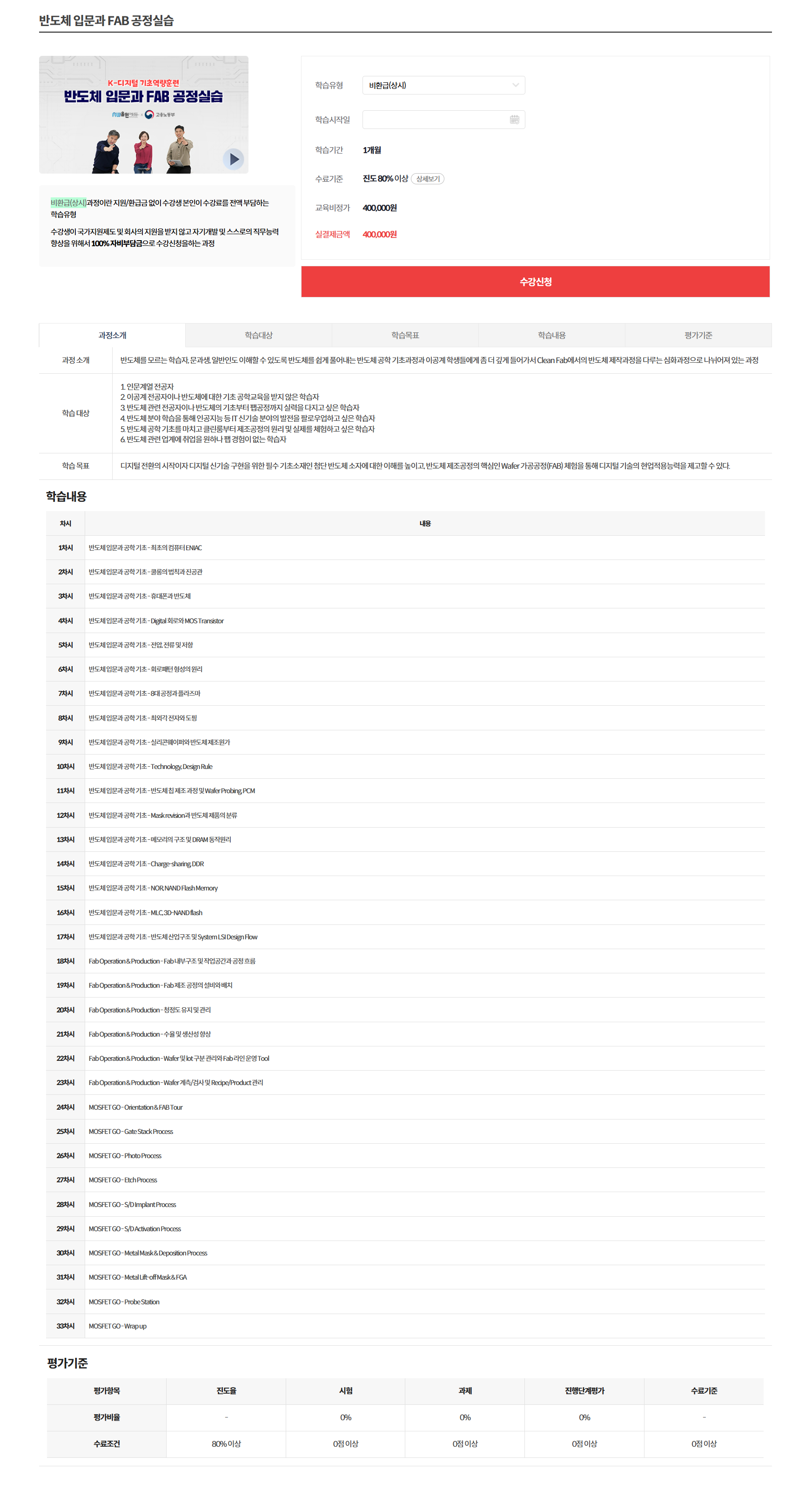 [올윈에듀] 반도체 입문과 FAB 공정실습