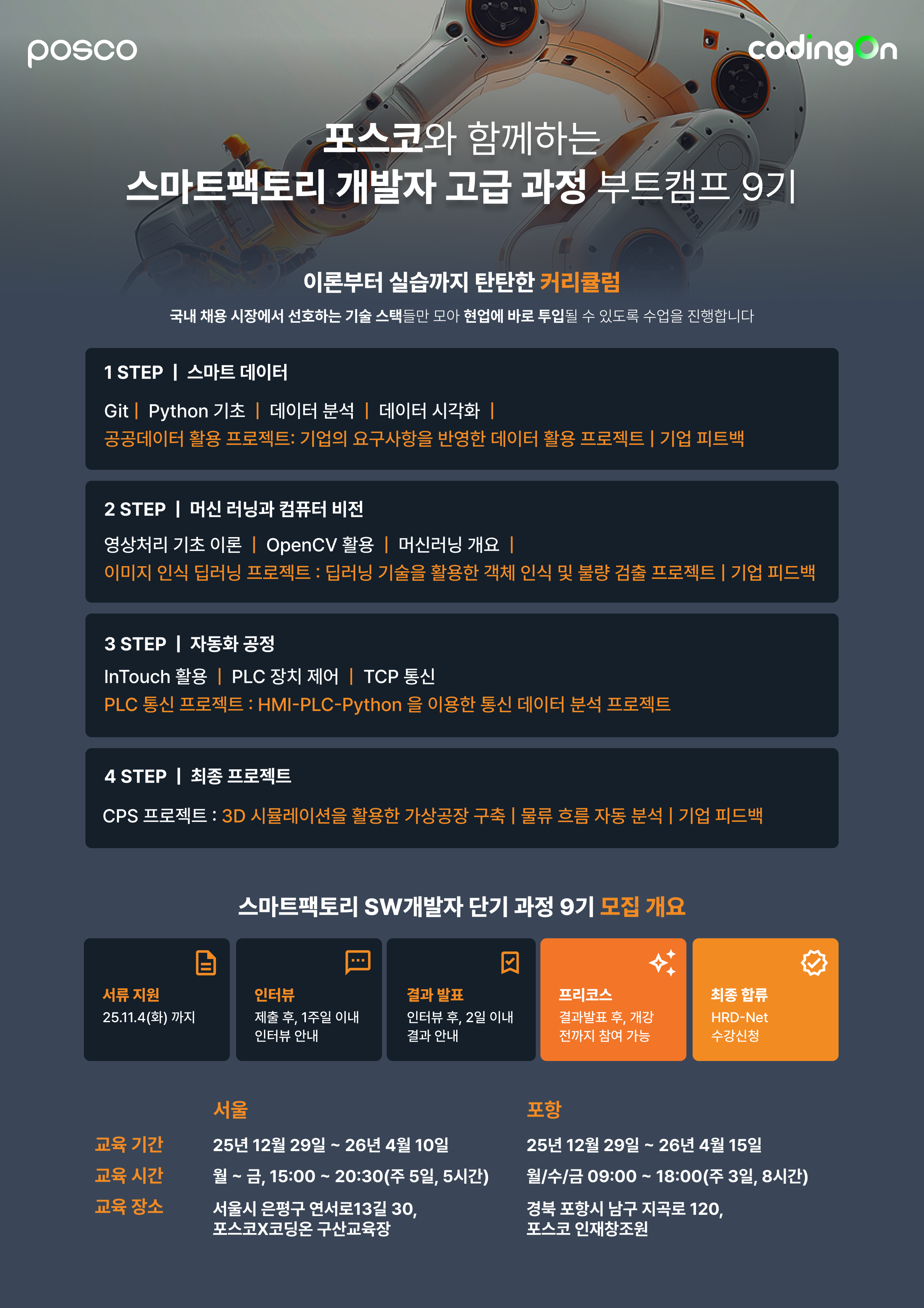 [포스코X코딩온] 스마트팩토리 SW 개발자 고급 과정 9기 (~12/23)