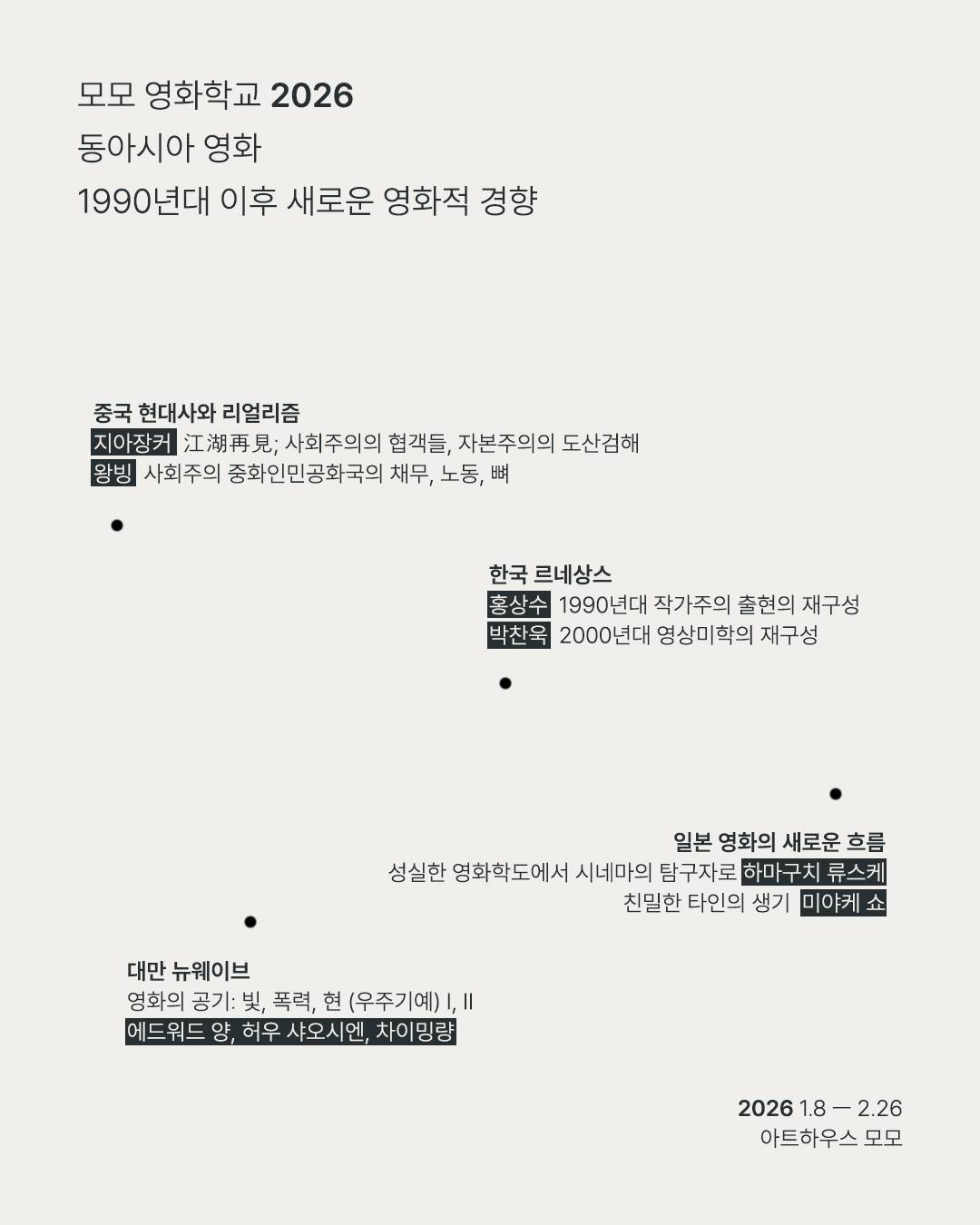 [2026 모모 영화학교] 동아시아 영화: 1990년대 이후 새로운 영화적 경향