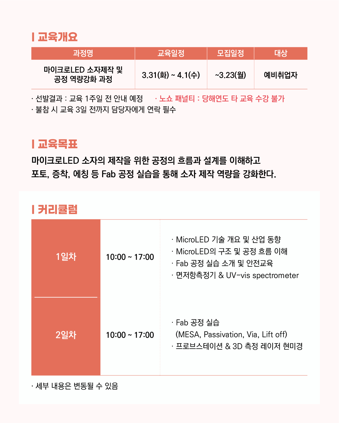 [한양대 에리카] 마이크로LED 소자제작 및 공정 역량강화 과정