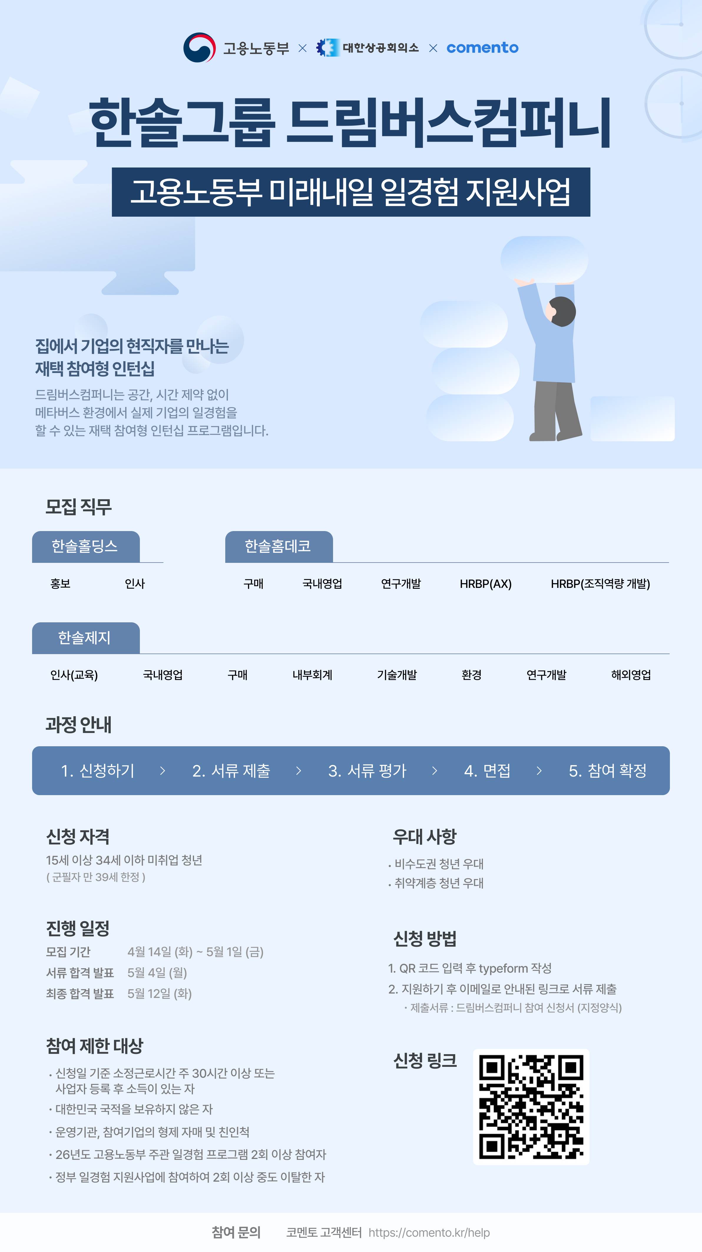 [미래내일일경험] 한솔그룹 재택 참여형 인턴십 대규모 모집