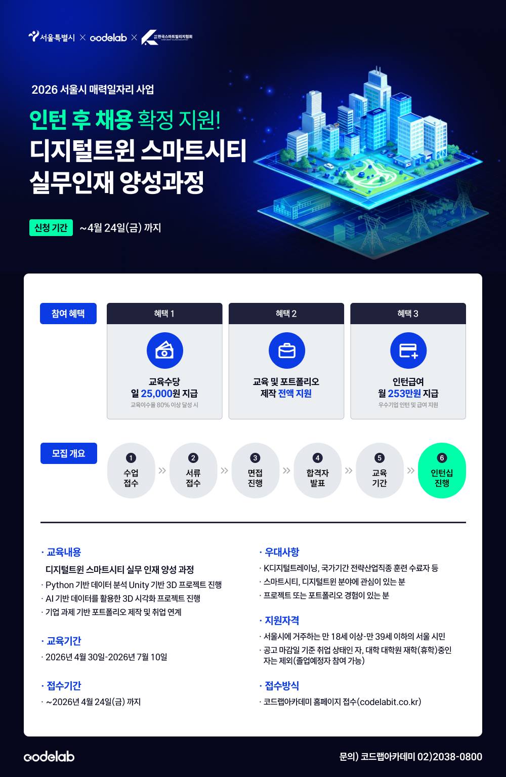 서울시(매력일자리) 인턴십 & 취업 연계형 디지털트윈 스마트시티 실무 및 취업 과정