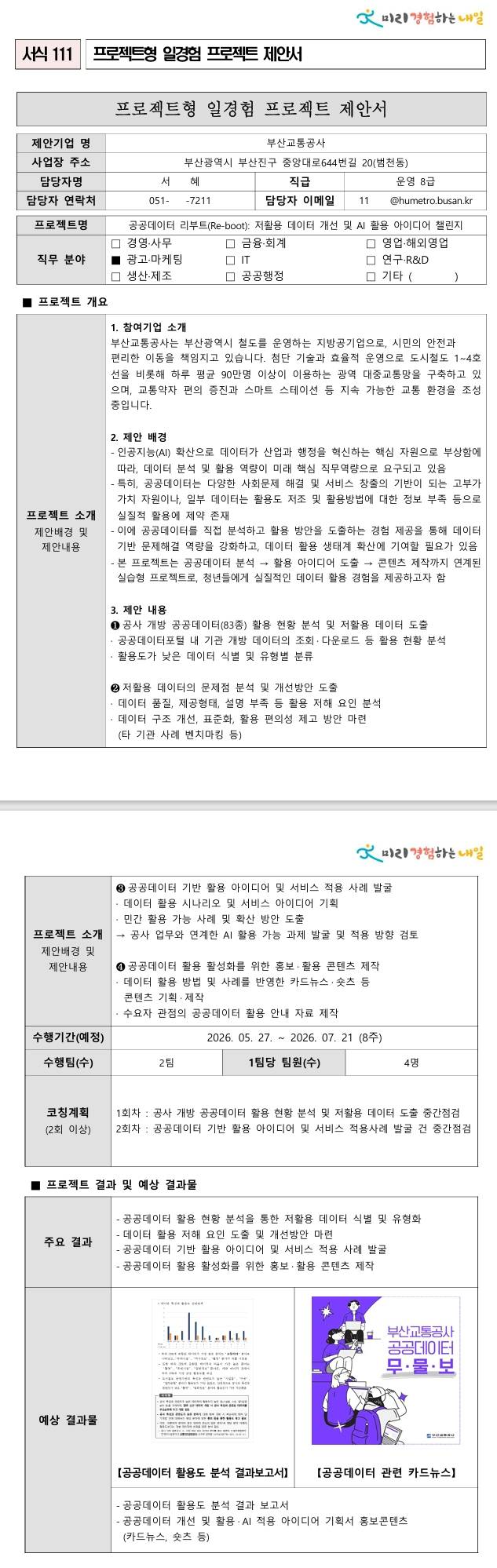 [부산교통공사] 공공데이터 리부트: 저활용 데이터 개선 및 AI 활용 아이디어 챌린지