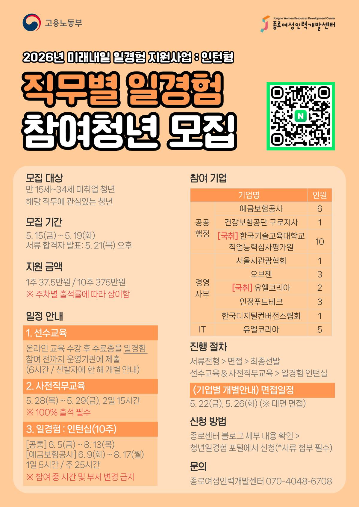 [2026 미래내일 일경험 지원사업] 인턴쉽 참여자 모집(공공행정,경영사무,IT)