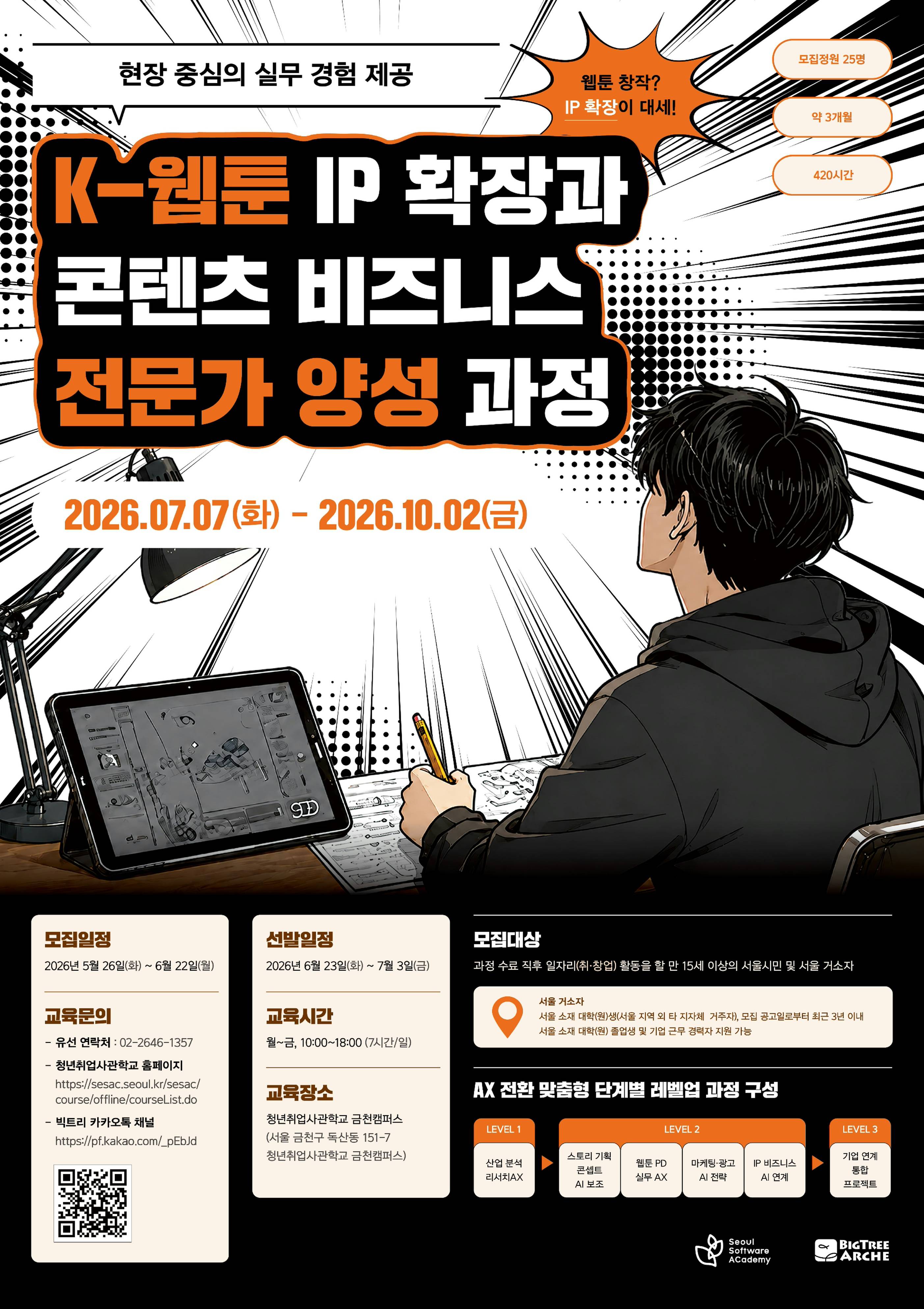 [청년취업사관학교 SeSAC 금천] ★인턴십 연계★ K-웹툰 IP 확장과 콘텐츠 비즈니스 전문가 양성 과정 참여자 모집