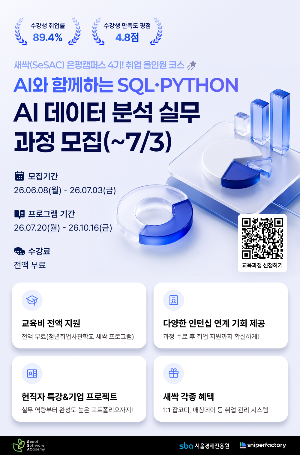 [스나이퍼팩토리 x 새싹(SeSAC)] AI로 끝내자! AI와 함께하는 SQL·Python 데이터 분석 과정 사전 모집 OPEN!