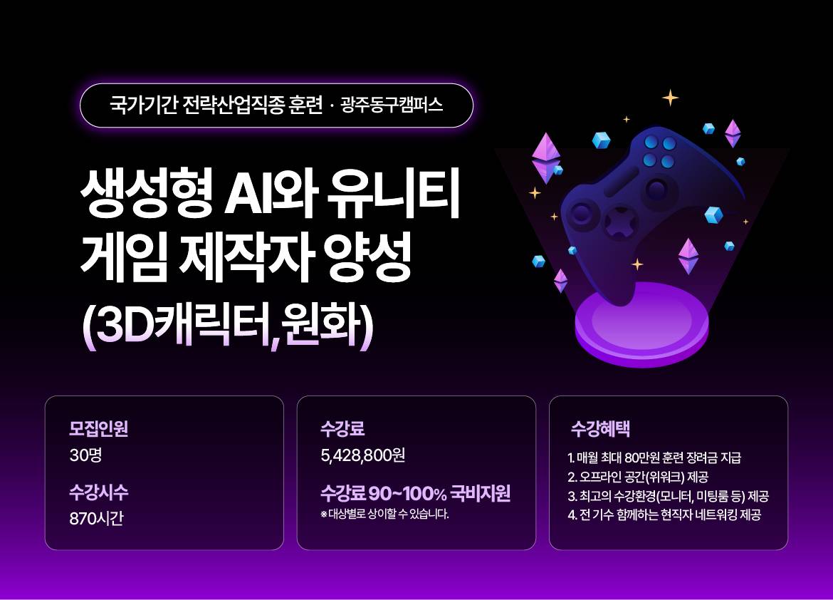 (게임콘텐츠제작) 생성형 AI와 유니티 게임제작자 양성 (3D캐릭터,원화)