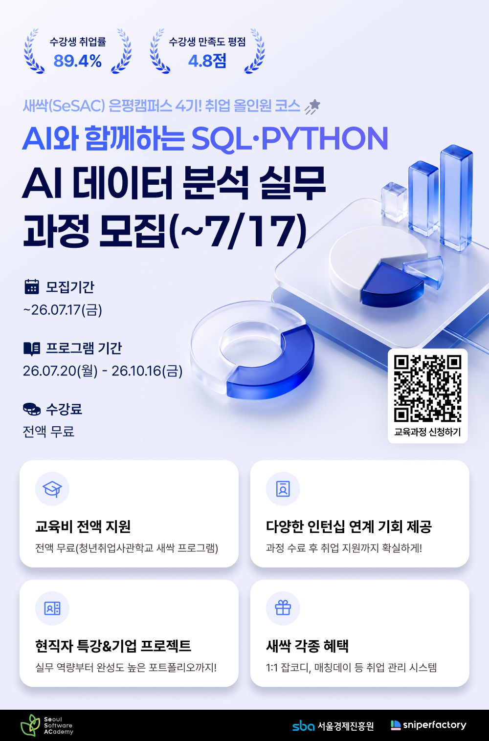 [스나이퍼팩토리 x 새싹(SeSAC)] AI로 끝내자! AI와 함께하는 SQL·Python 데이터 분석 과정 2차 모집 OPEN!