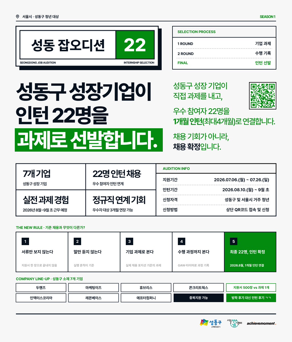 서울청년센터성동 <2026 성동청년일경험 | 성동잡오디션22> 참여자 모집