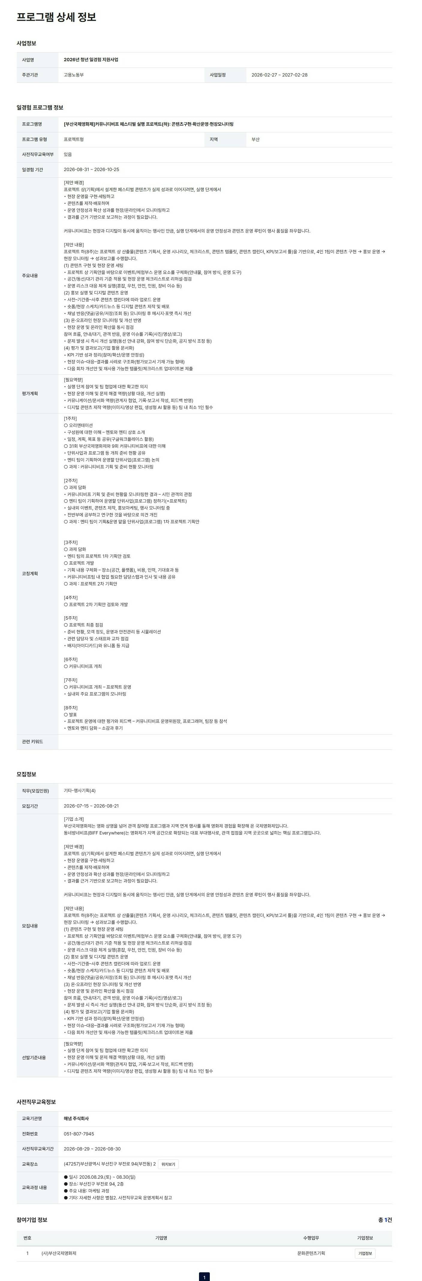 [부산국제영화제] 커뮤니티비프 페스티벌 실행 프로젝트(하): 콘텐츠구현·확산운영·현장모니터링