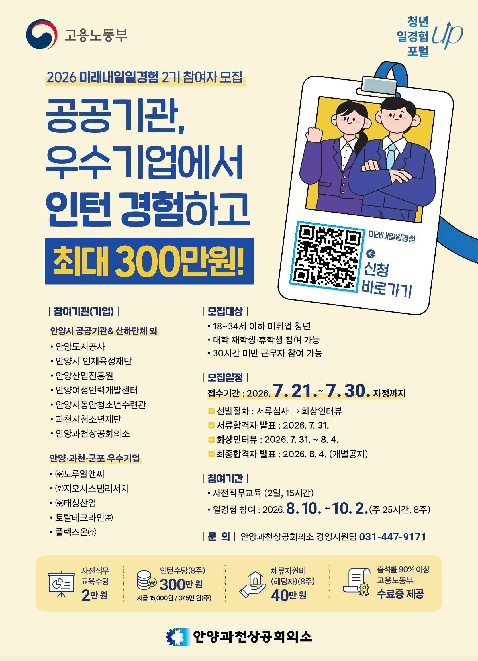 [안양·과천·군포시 공공기관 & 우수기업] 2026 미래내일 일경험 (2기) 참여자 모집