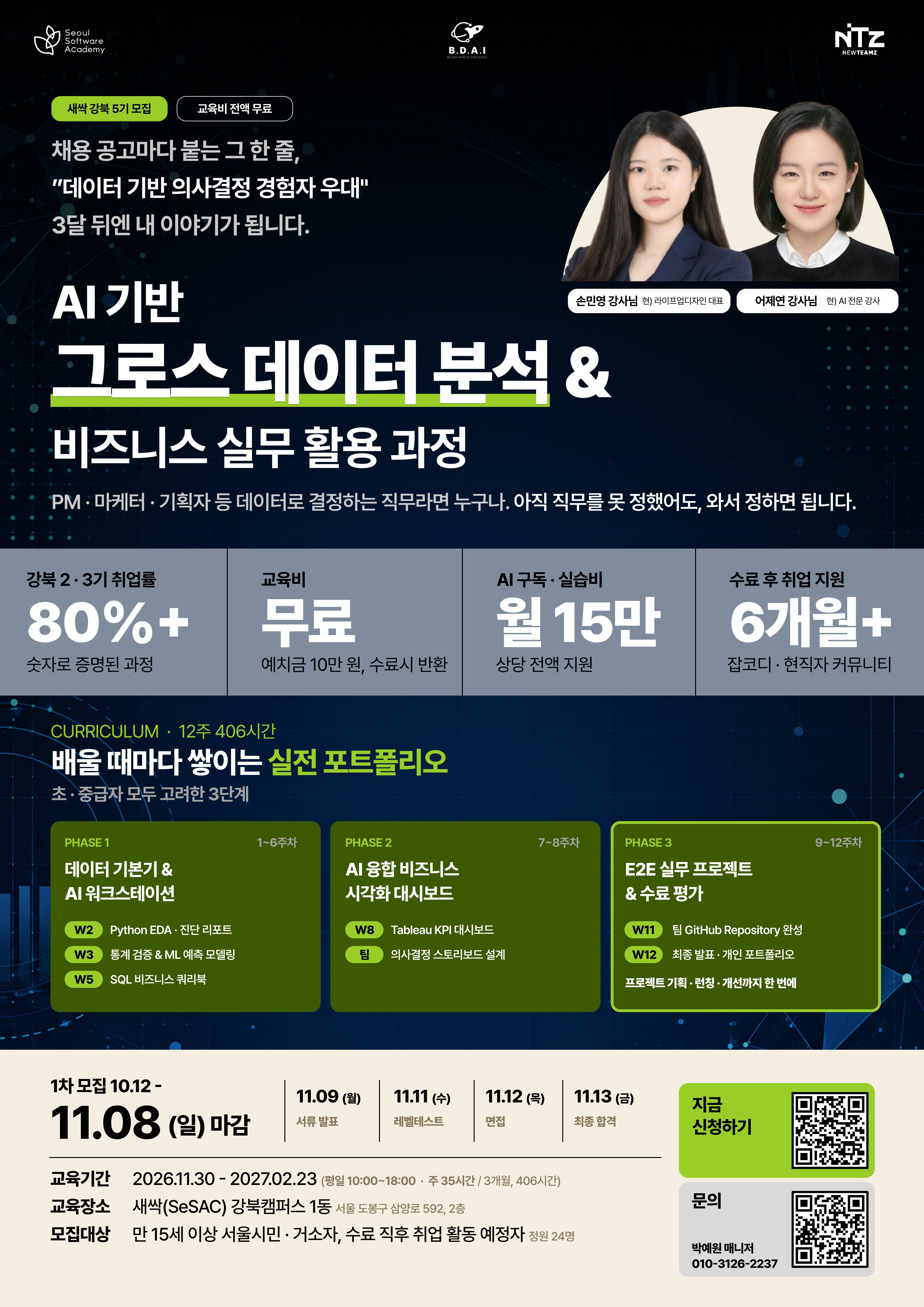 [새싹 강북 5기] AI 기반 그로스 데이터 분석 & 비즈니스 실무 활용 과정 모집