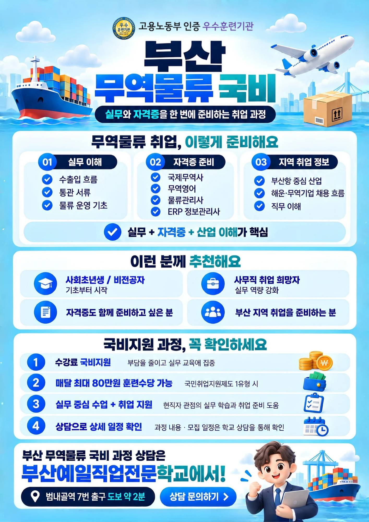 [부산 무역 취업] 수출입 통관부터 영문 이메일까지, 국비로 배우는 실무