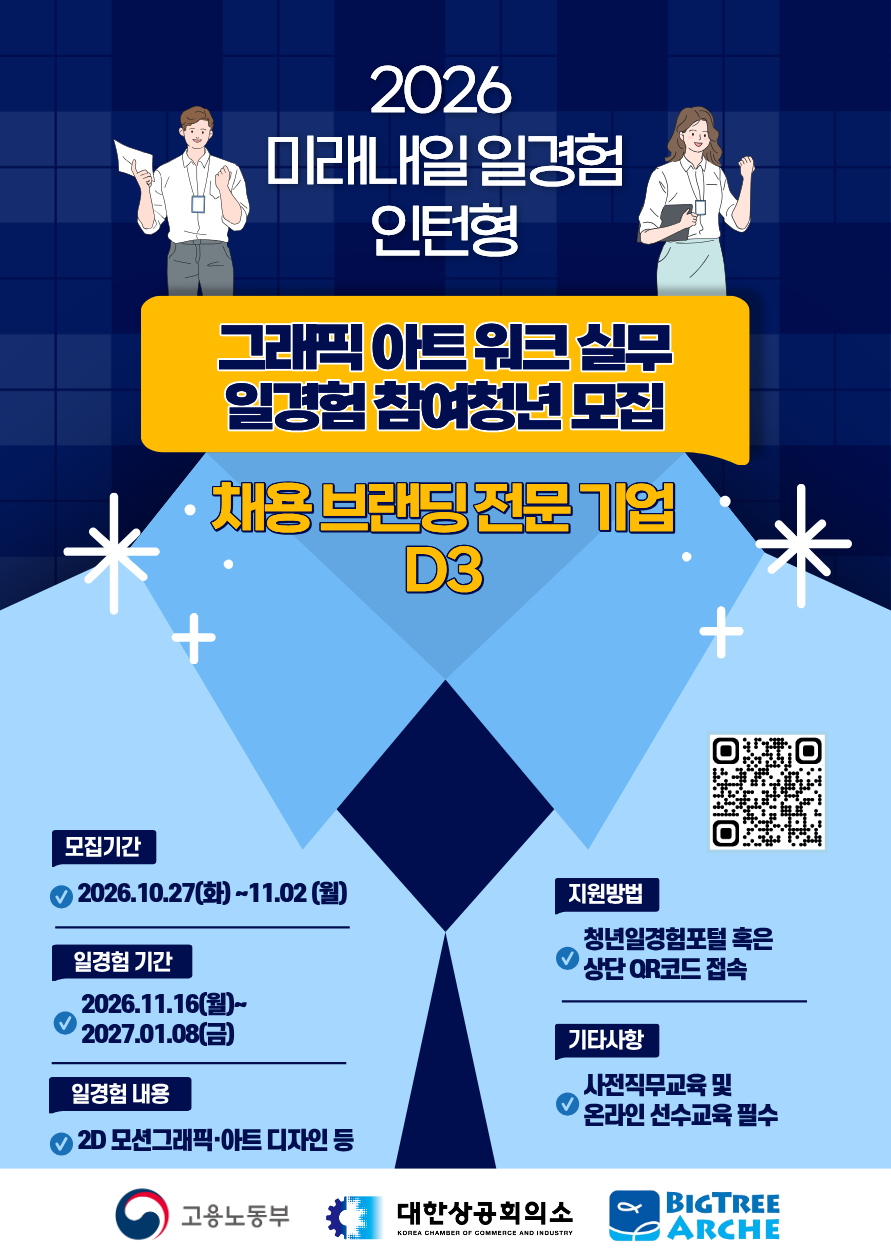 [D3] 그래픽 아트 워크 실무 일경험 인턴 참여자 모집(미래내일 일경험)
