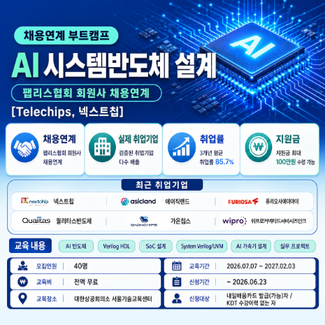 [Telechips, 넥스트칩, 에이텍] AI 시스템반도체 설계 및 SW 채용연계 7월 부트캠프 (전액 무료, KDT)
