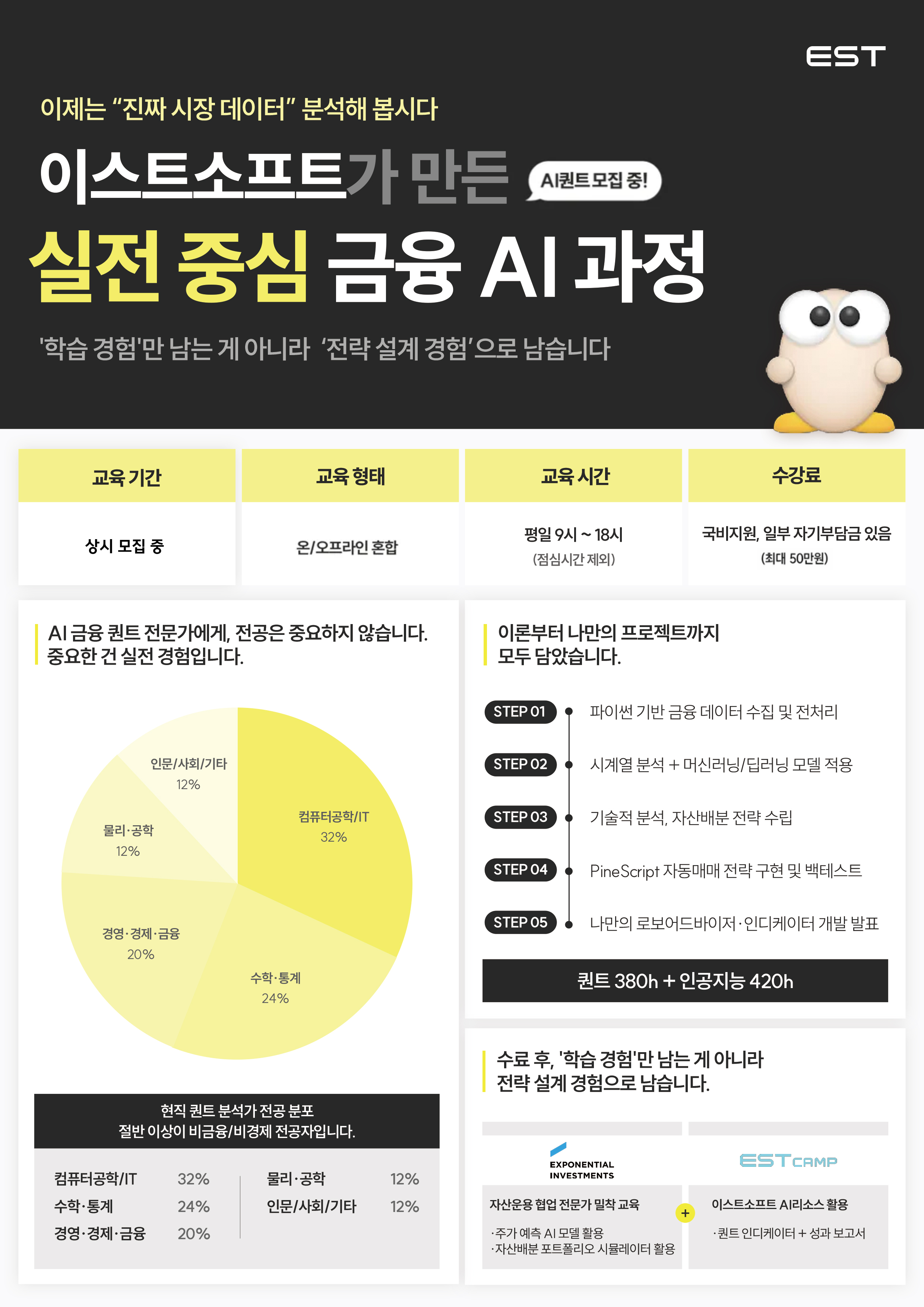 이스트소프트 AI 퀀트(금융, 인공지능) [이스트캠프]  / 대면,비대면 혼합 과정 / 선착순 마감