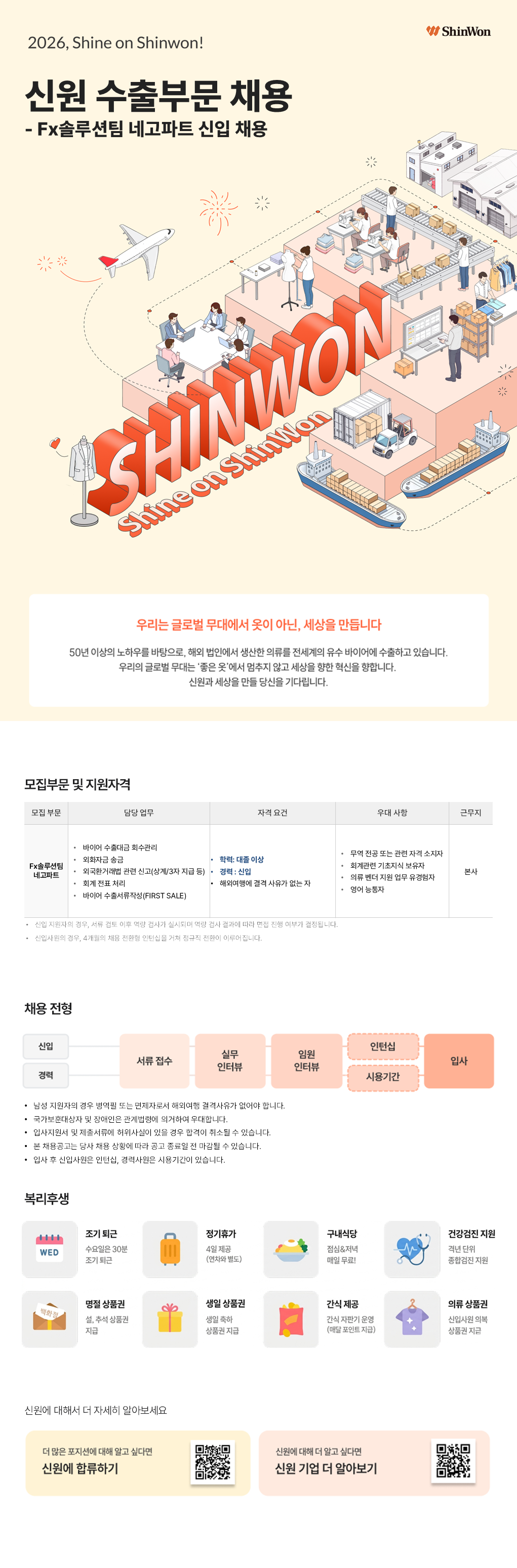 [신원] 수출부문 Fx솔루션팀 네고파트 신입 채용