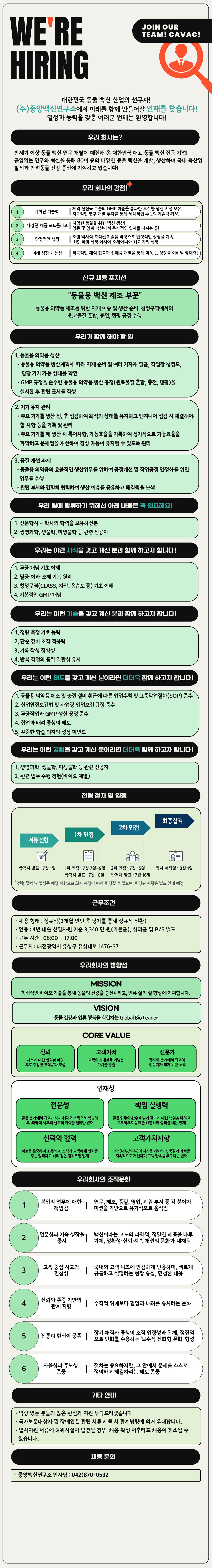 [중앙백신연구소] 동물용 백신 제조 부문(대전)