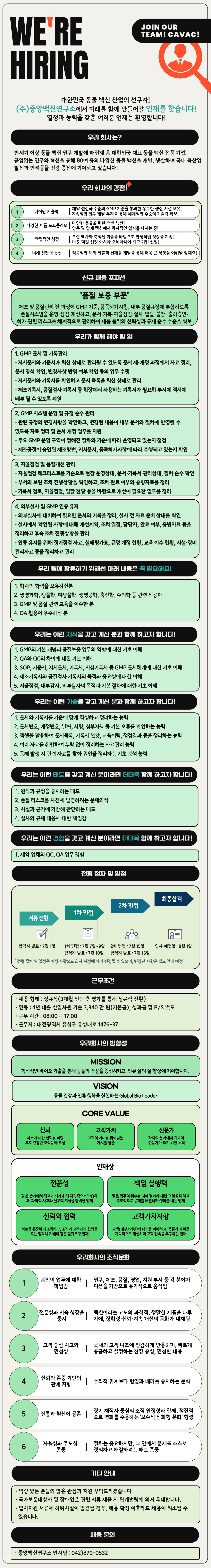 [중앙백신연구소] 품질보증 부문(대전)
