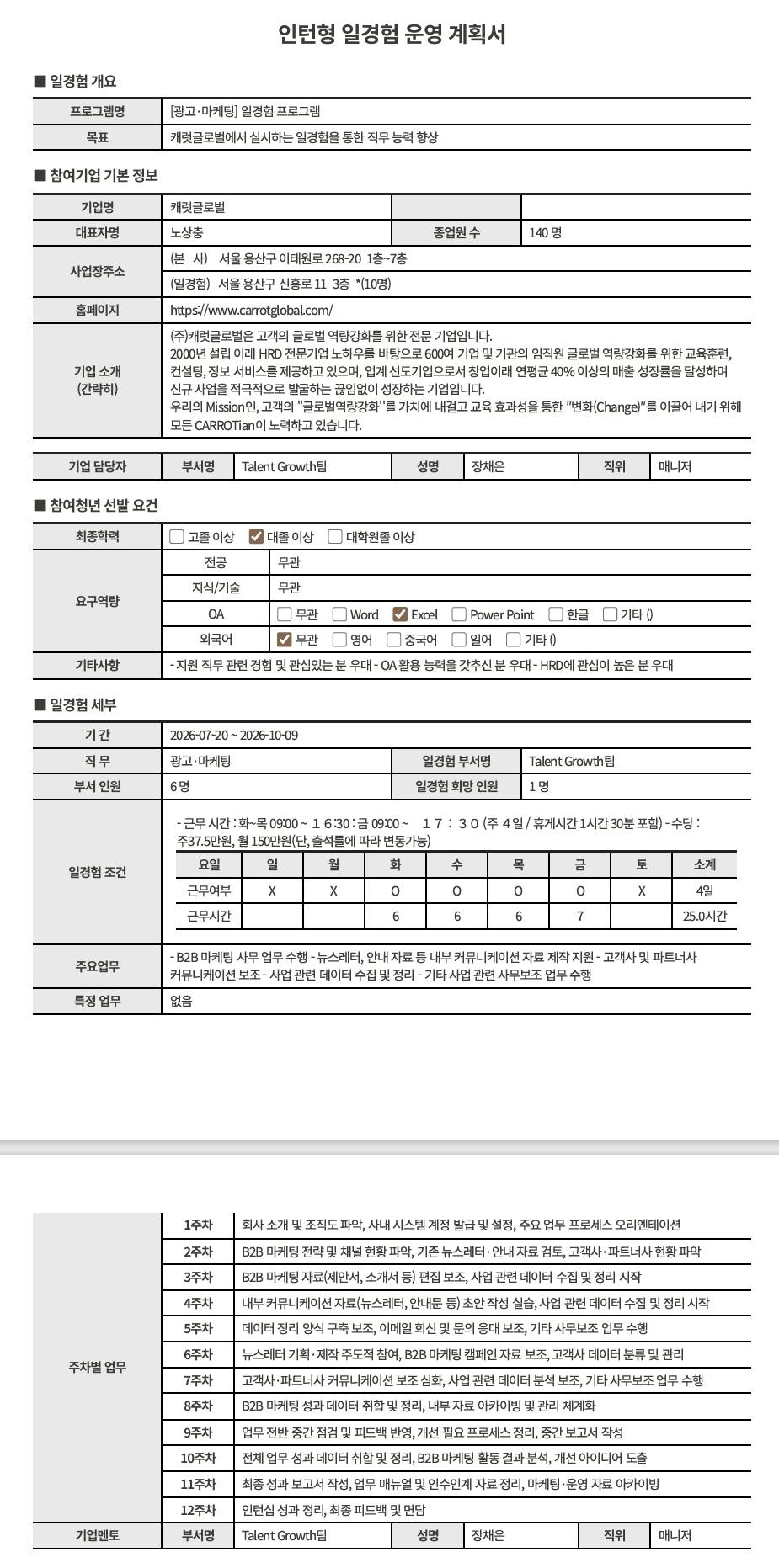 [캐럿글로벌] 광고·마케팅직무_일경험프로그램(18차)