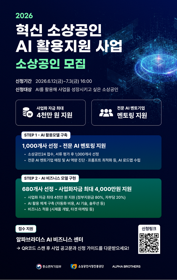 2026 혁신 소상공인 AI 활용지원 사업 참가자 모집