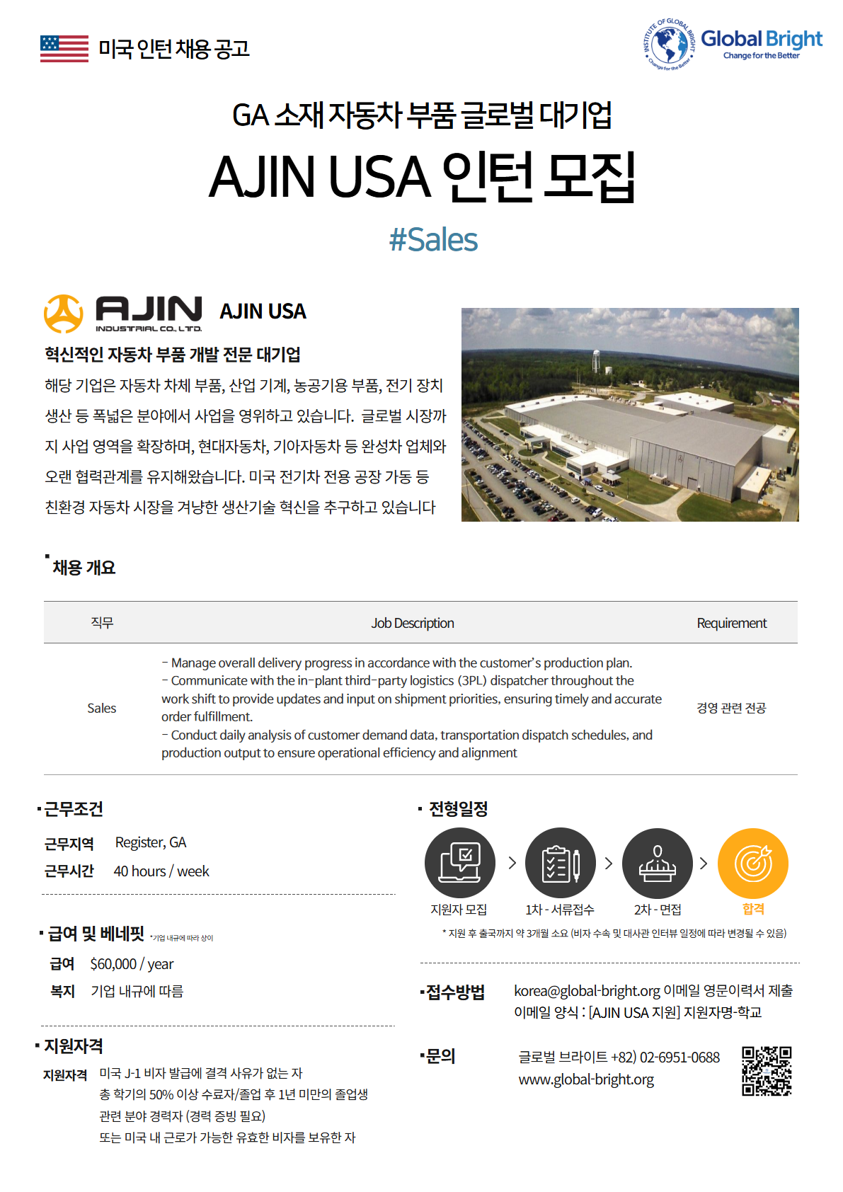 [미국] 자동차 부품 글로벌 대기업 AJIN USA - Sales