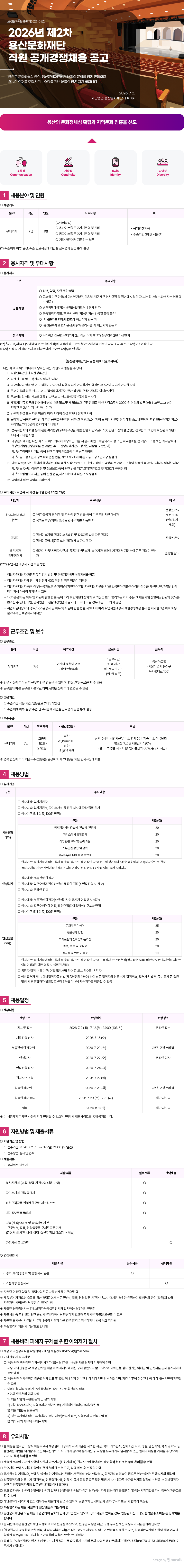 2026년 제2차 용산문화재단 직원 공개경쟁채용