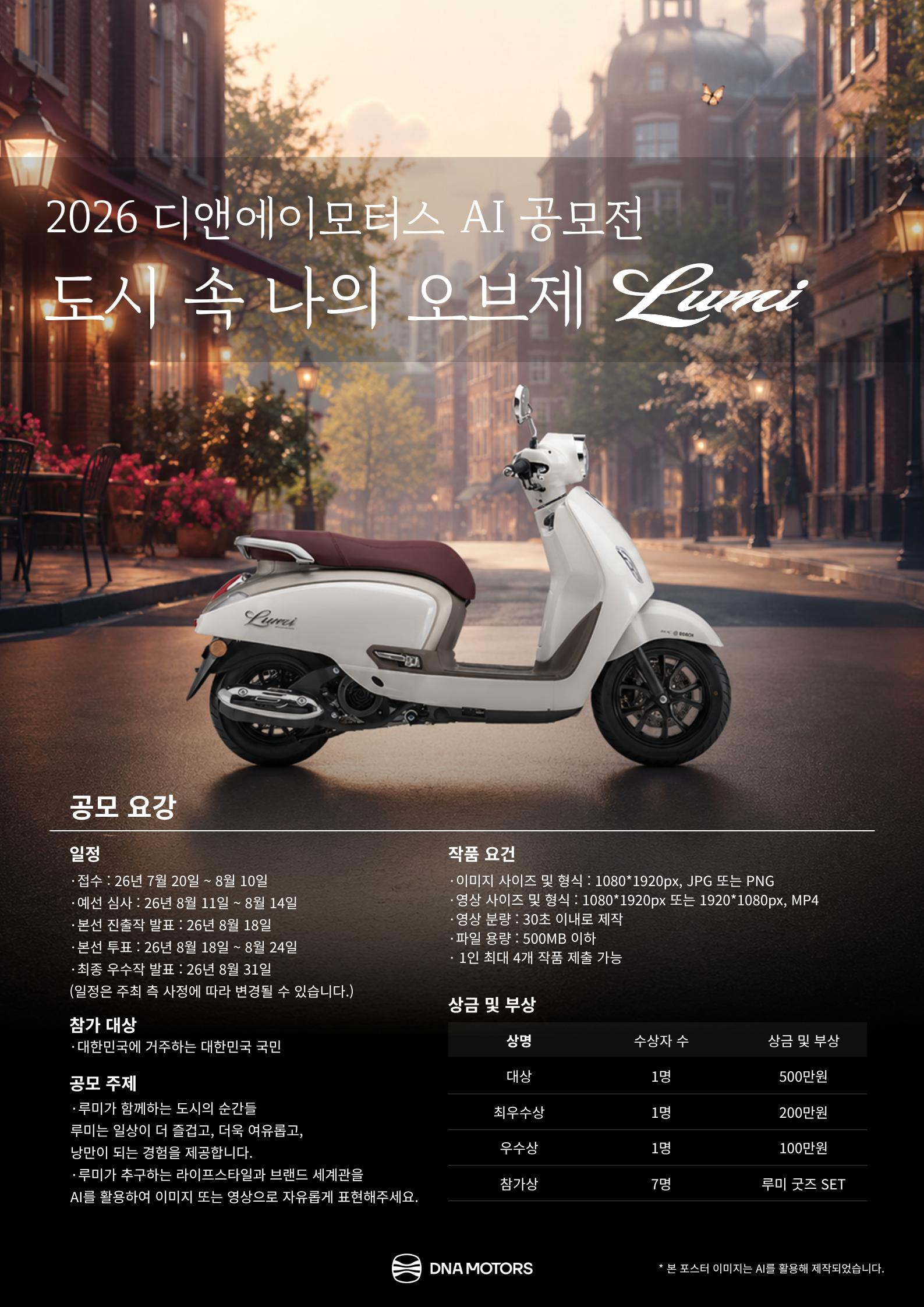 2026 디앤에이모터스 AI 공모전 (도시 속 나의 오브제 Lumi) 공모전