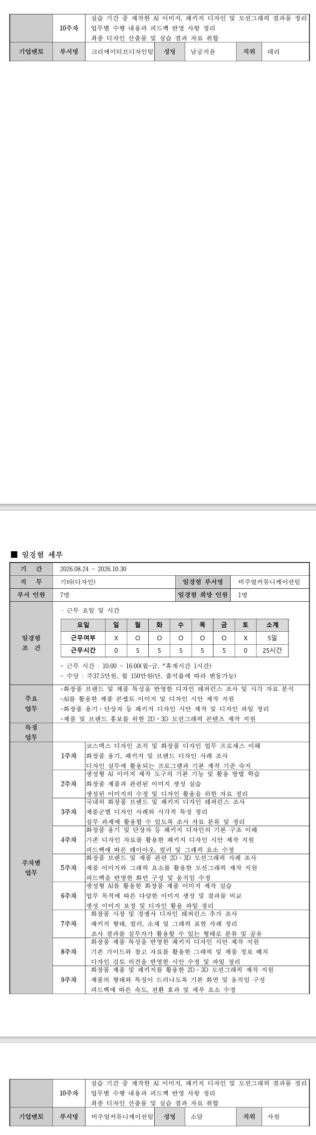 [코스맥스] 미래내일 일경험(코스맥스 인턴즈) - 디자인