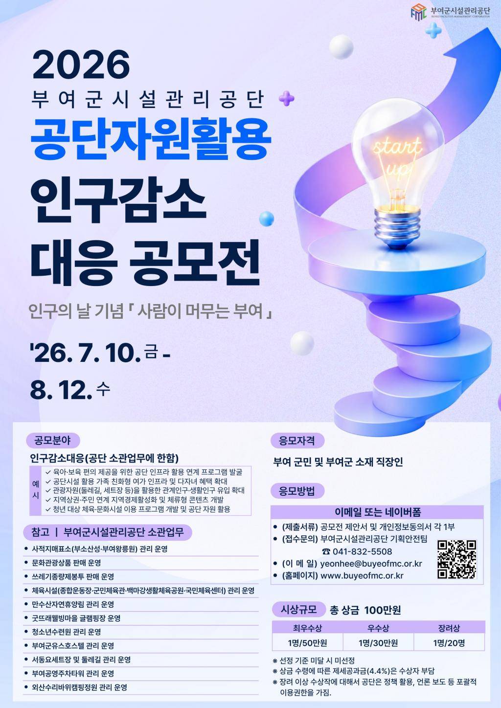 2026 공단 자원 활용 인구감소 대응 아이디어 공모전