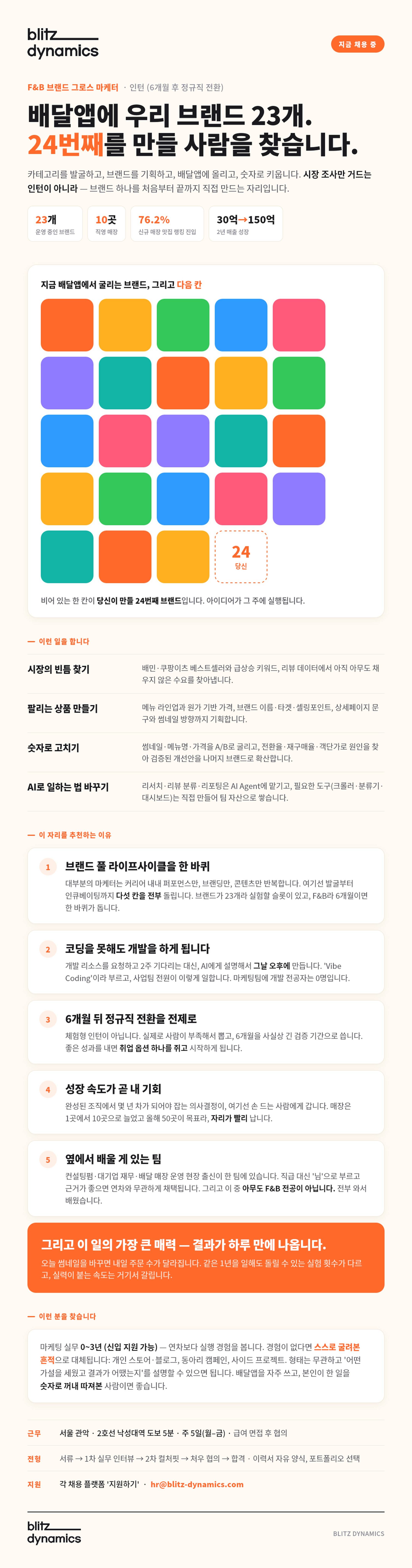 F&B 브랜드 그로스 마케터 채용