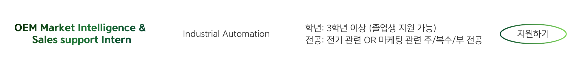 [슈나이더 일렉트릭] 하반기 Step-In 인턴 대규모 채용 - 기술영업, 마케팅, 컨설팅, HR, PR 등 (근무 기간:9.7~11.27)
