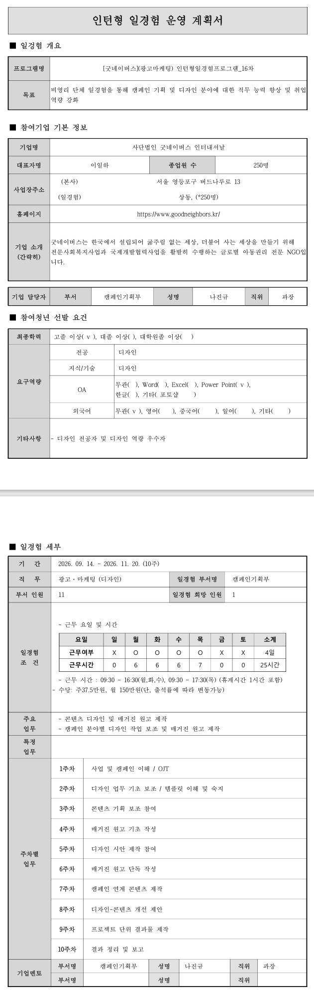 [굿네이버스] (광고마케팅) 인턴형일경험프로그램_16차