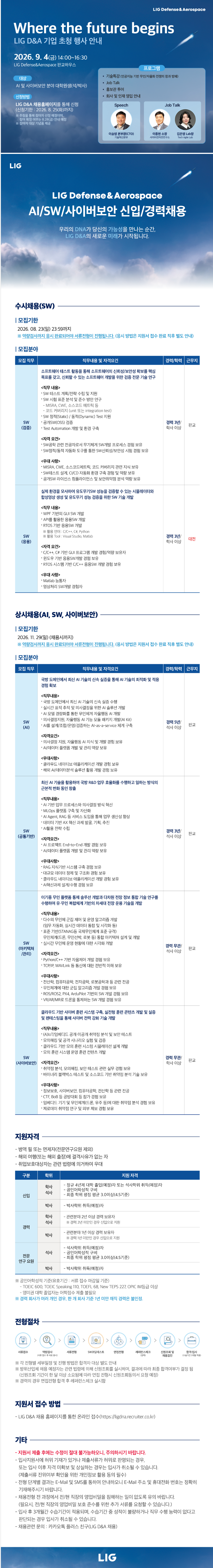 [LIG D&A] AI/SW/사이버보안 신입/경력채용