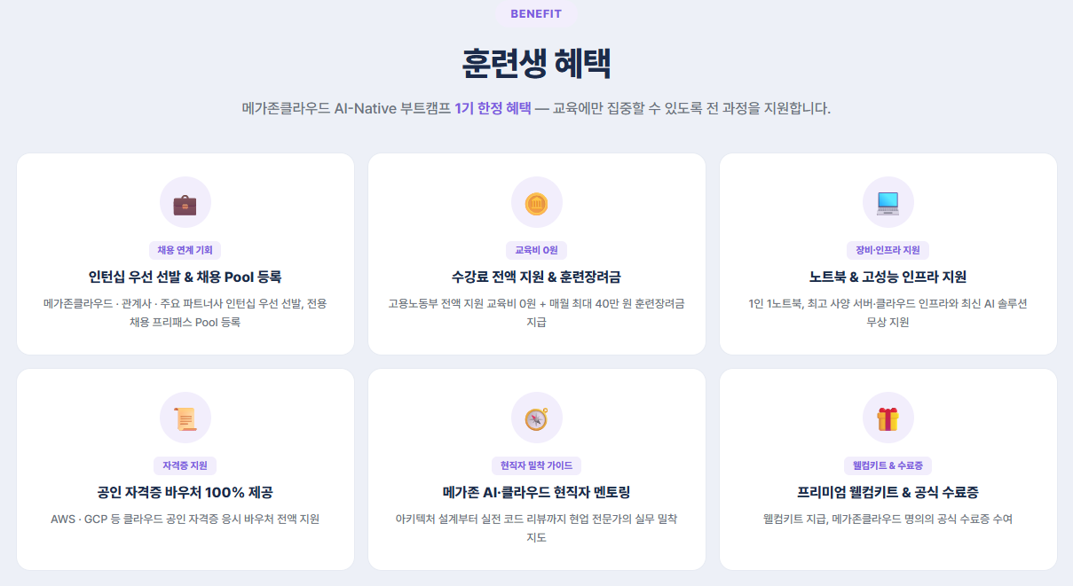 [채용연계형] 메가존클라우드 아키텍트/AI에이전트/보안/데이터 개강안내