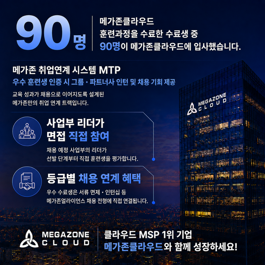 [채용연계형] 메가존클라우드 아키텍트/AI에이전트/보안/데이터 개강안내