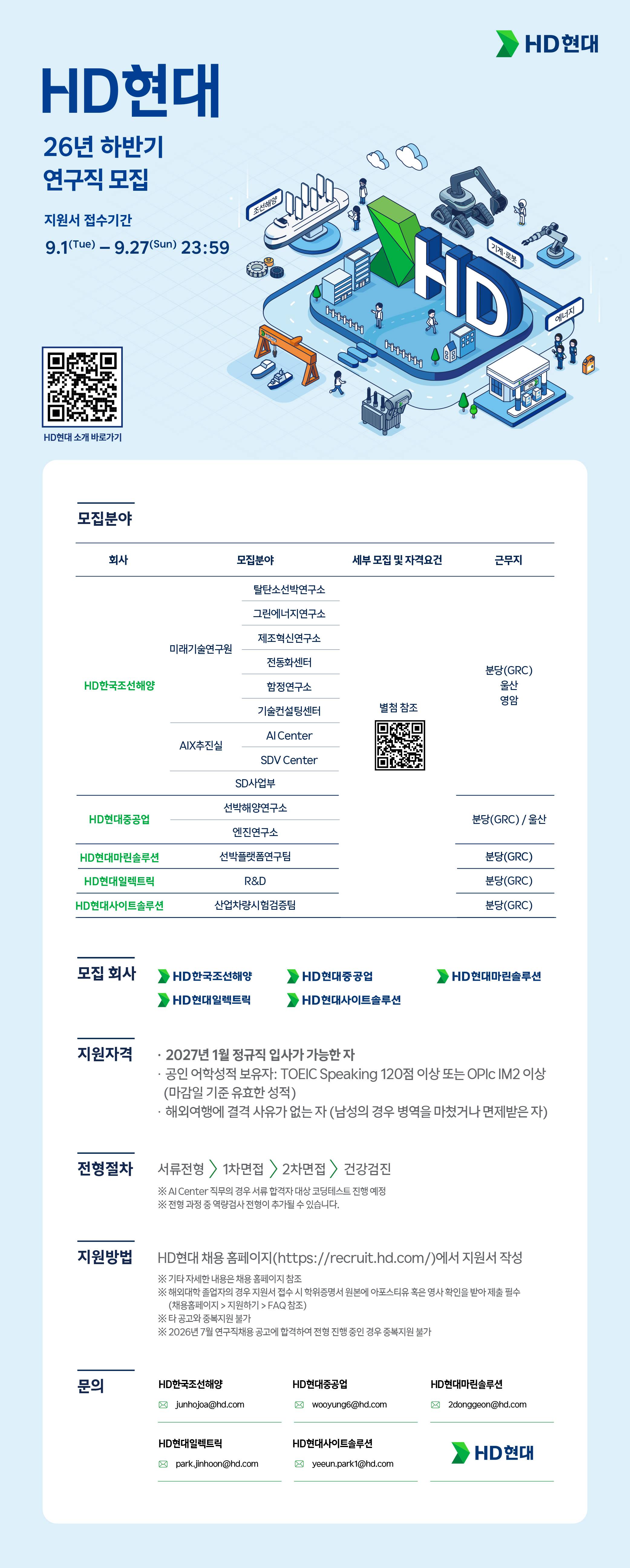 [HD현대] 26년 하반기 연구직 채용