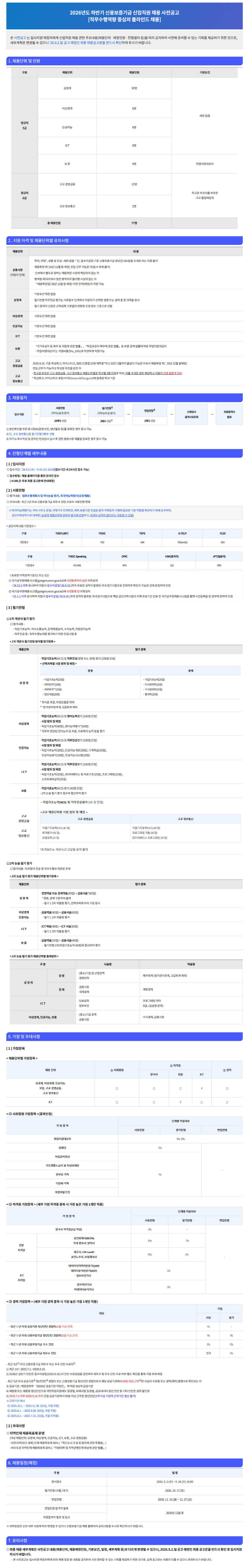 [신용보증기금] 2026년도 하반기 신입직원 채용