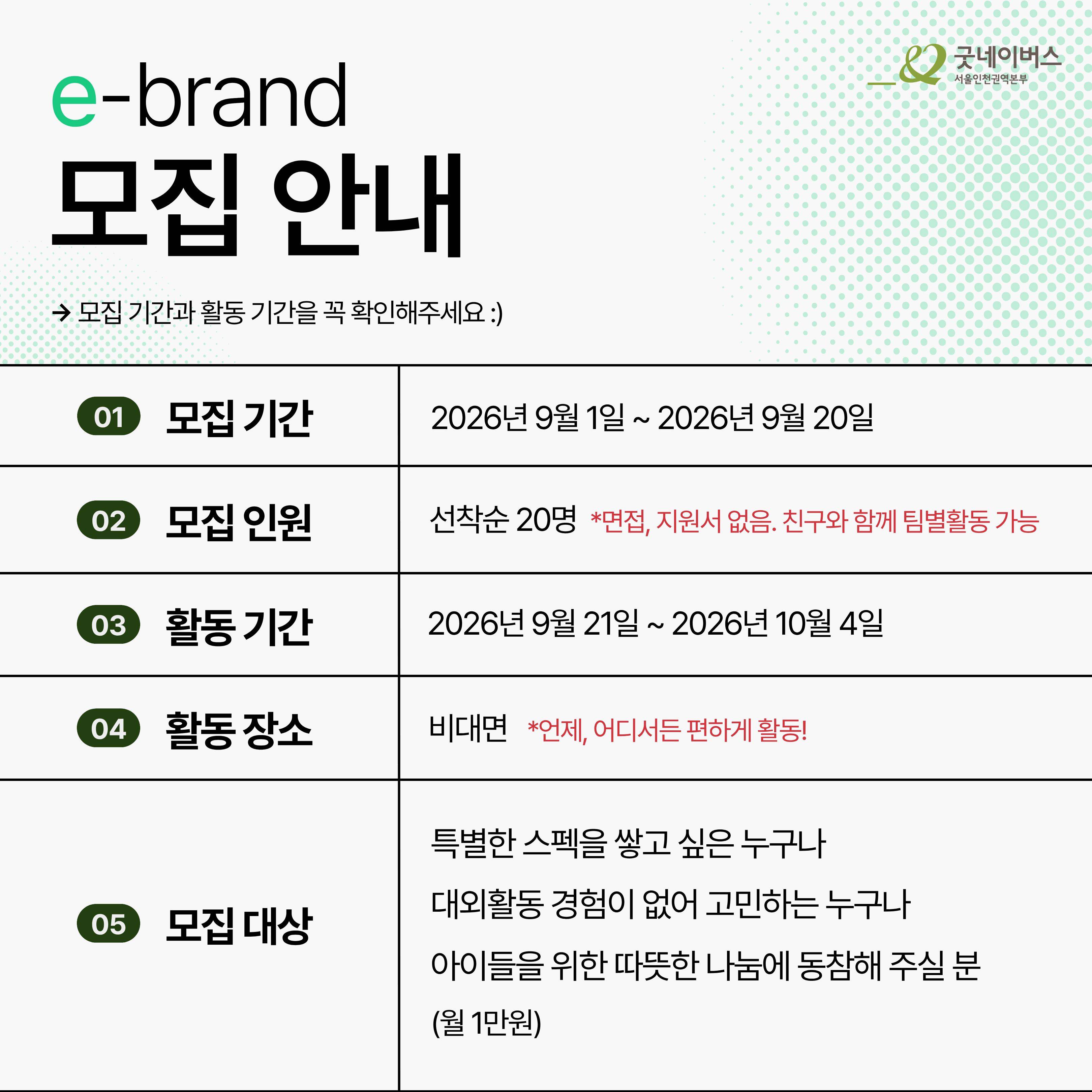 [굿네이버스] ★유일무이 브랜드 구축 대외활동★, e-brand 5기 모집 (브랜딩/환경/마케팅)