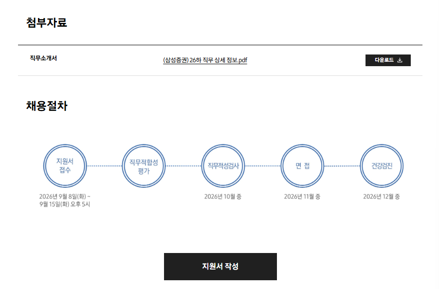 [삼성증권] 2026년 하반기 3급 신입사원 채용 공고
