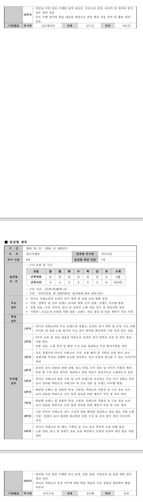 [더블유컨셉코리아] 미래내일 일경험(더블유컨셉 인턴즈) - 광고마케팅