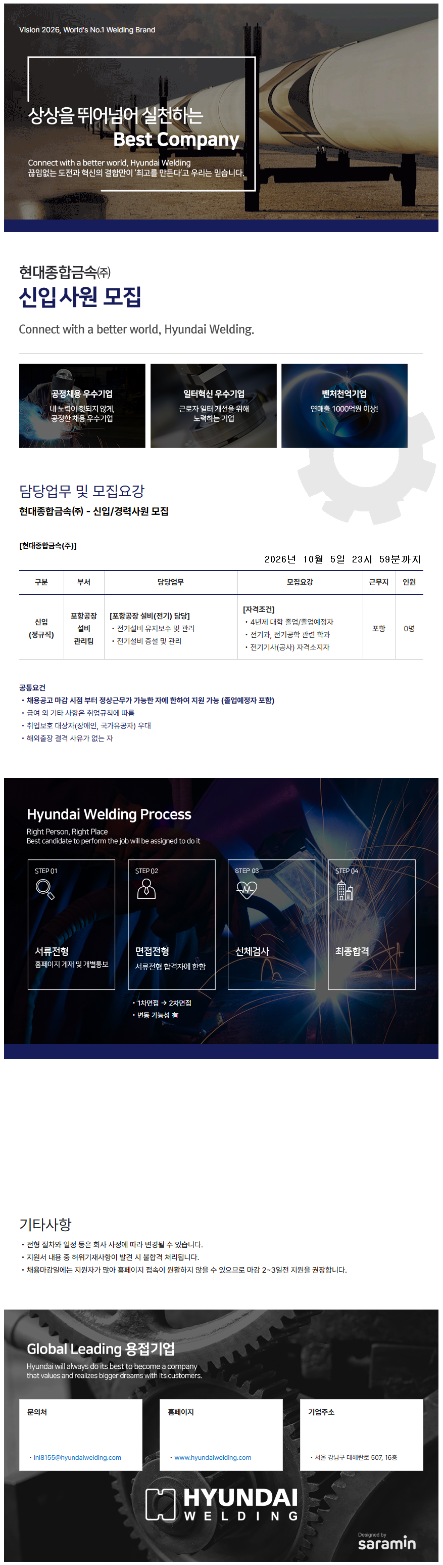 [현대종합금속] 포항 설비관리팀 신입사원 모집