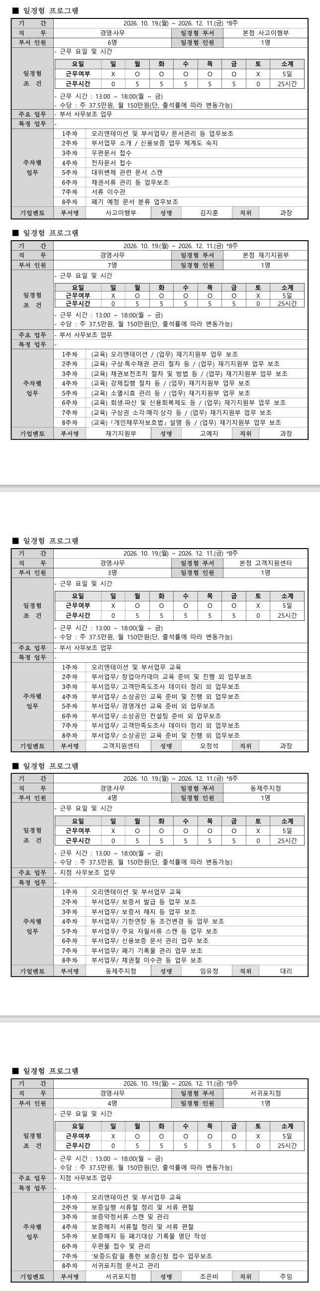 [제주신용보증재단] 경영·사무 일경험 프로그램-4차