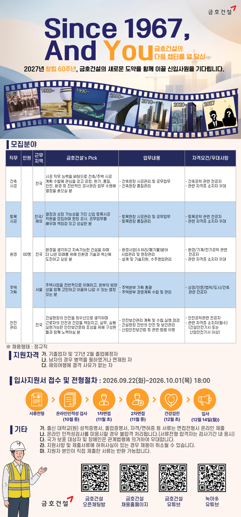 [금호건설] 2026년 하반기 신입사원 채용
