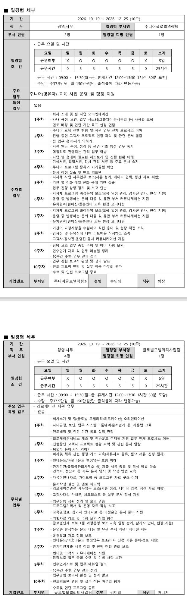 [캐럿글로벌] 경영사무 능력향상 일경험 프로그램 (본사-2차)