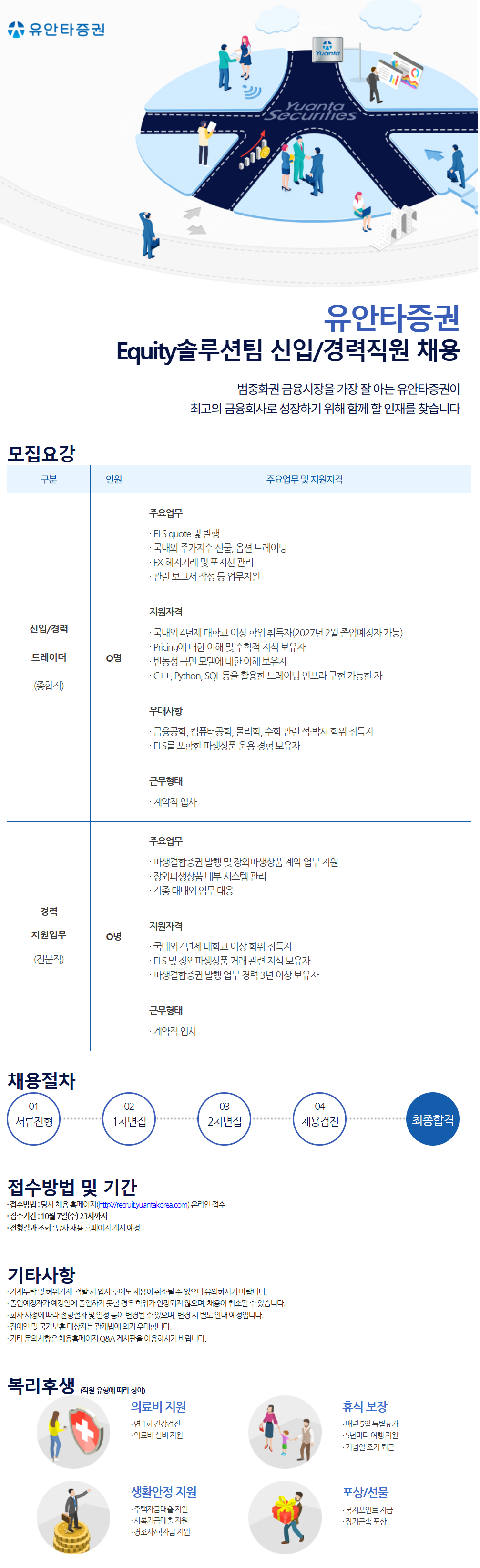 [유안타증권] Equity솔루션팀 신입/경력직원 채용