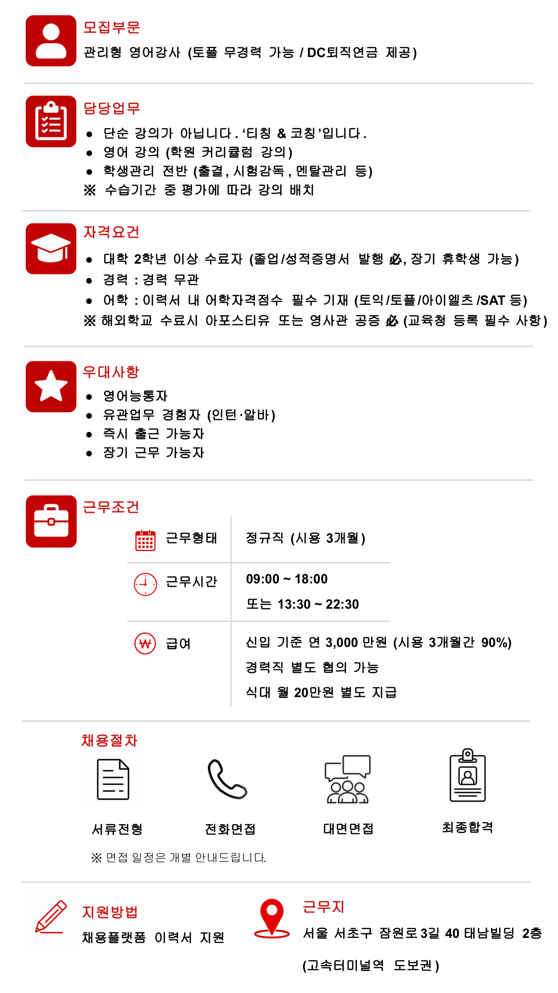 어셔어학원 관리형 영어강사 (매니저) 채용 (토플 무경력 가능)