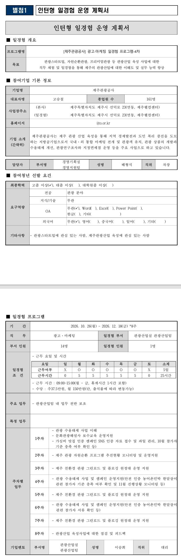 [제주관광공사] 광고·마케팅 일경험 프로그램-4차