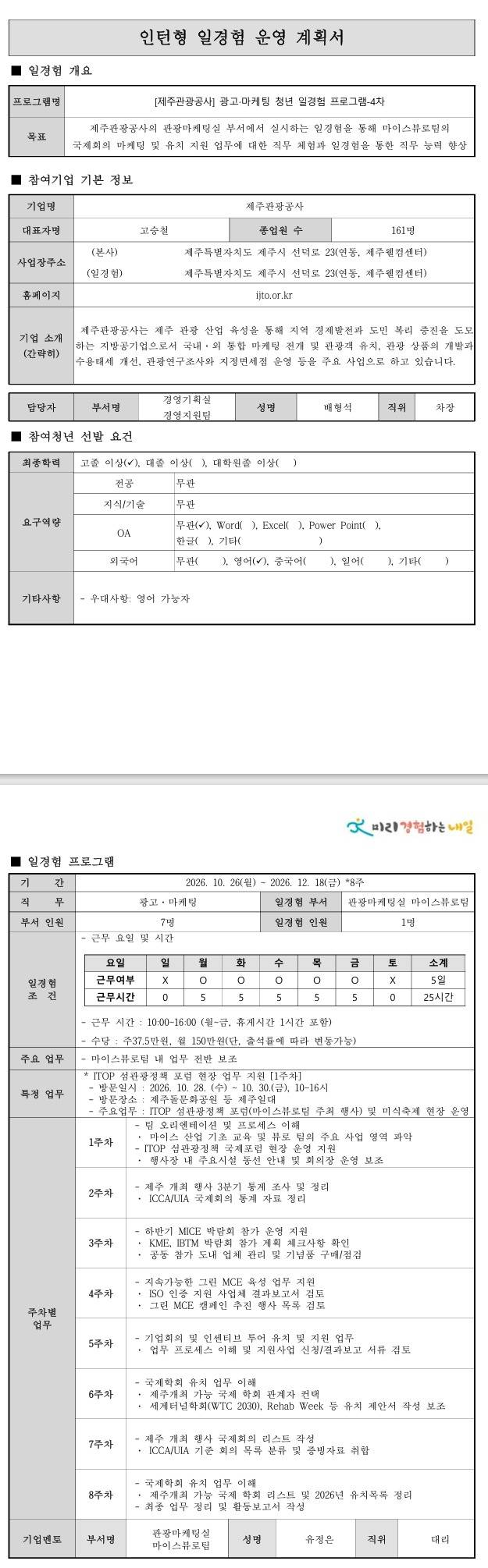[제주관광공사] 광고·마케팅 일경험 프로그램-4차